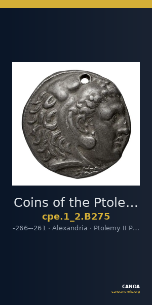 Coins of the Ptolemaic Empire Vol. I, Part II, no. B275 — CANOA