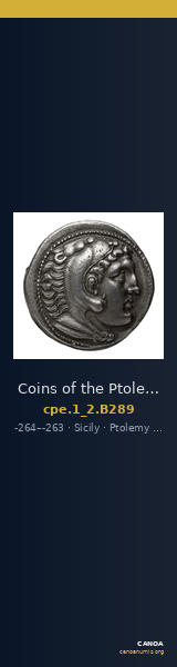 Coins of the Ptolemaic Empire Vol. I, Part II, no. B289 — CANOA