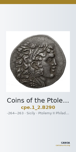 Coins of the Ptolemaic Empire Vol. I, Part II, no. B290 — CANOA