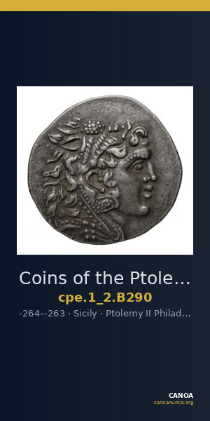 Coins of the Ptolemaic Empire Vol. I, Part II, no. B290 — CANOA