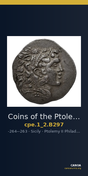 Coins of the Ptolemaic Empire Vol. I, Part II, no. B297 — CANOA