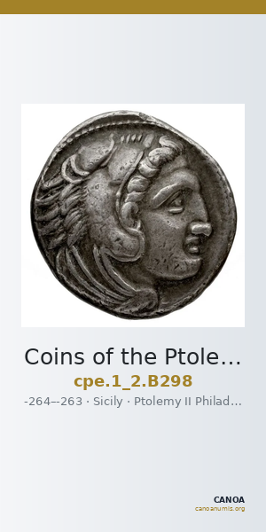 Coins of the Ptolemaic Empire Vol. I, Part II, no. B298 — CANOA
