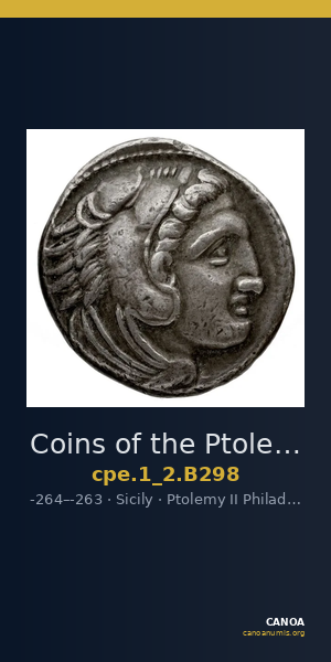 Coins of the Ptolemaic Empire Vol. I, Part II, no. B298 — CANOA