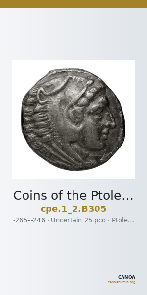 Coins of the Ptolemaic Empire Vol. I, Part II, no. B305 — CANOA