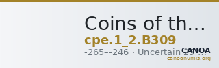 Coins of the Ptolemaic Empire Vol. I, Part II, no. B309 — CANOA