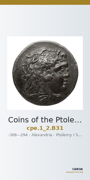 Coins of the Ptolemaic Empire Vol. I, Part II, no. B31 — CANOA