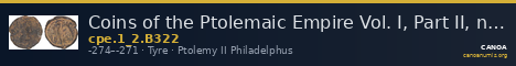 Coins of the Ptolemaic Empire Vol. I, Part II, no. B322 — CANOA