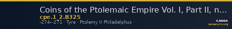 Coins of the Ptolemaic Empire Vol. I, Part II, no. B325 — CANOA