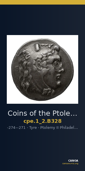 Coins of the Ptolemaic Empire Vol. I, Part II, no. B328 — CANOA