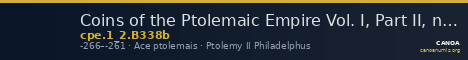 Coins of the Ptolemaic Empire Vol. I, Part II, no. B338b — CANOA