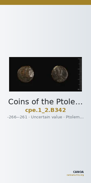 Coins of the Ptolemaic Empire Vol. I, Part II, no. B342 — CANOA