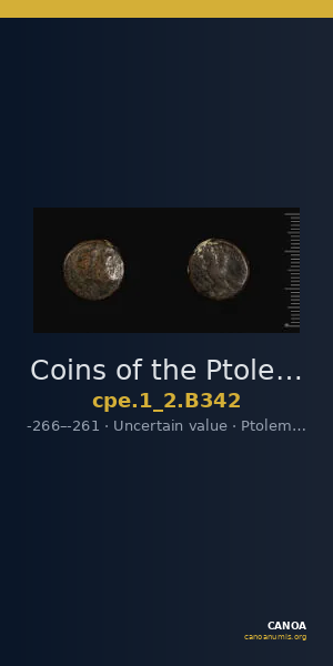 Coins of the Ptolemaic Empire Vol. I, Part II, no. B342 — CANOA
