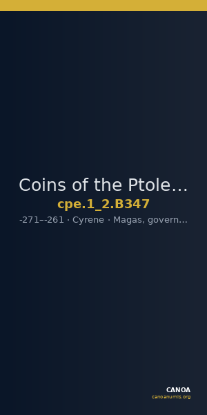 Coins of the Ptolemaic Empire Vol. I, Part II, no. B347 — CANOA