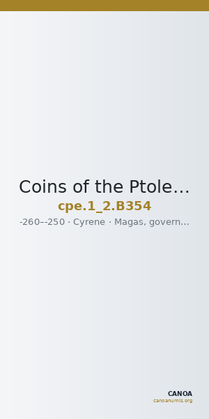 Coins of the Ptolemaic Empire Vol. I, Part II, no. B354 — CANOA