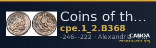Coins of the Ptolemaic Empire Vol. I, Part II, no. B368 — CANOA