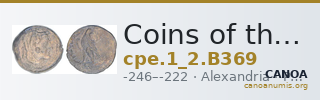 Coins of the Ptolemaic Empire Vol. I, Part II, no. B369 — CANOA