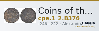 Coins of the Ptolemaic Empire Vol. I, Part II, no. B376 — CANOA