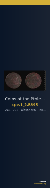 Coins of the Ptolemaic Empire Vol. I, Part II, no. B395 — CANOA
