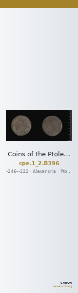 Coins of the Ptolemaic Empire Vol. I, Part II, no. B396 — CANOA