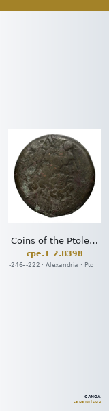 Coins of the Ptolemaic Empire Vol. I, Part II, no. B398 — CANOA