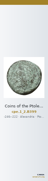 Coins of the Ptolemaic Empire Vol. I, Part II, no. B399 — CANOA