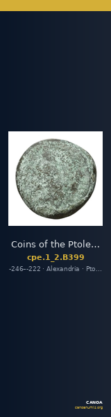 Coins of the Ptolemaic Empire Vol. I, Part II, no. B399 — CANOA
