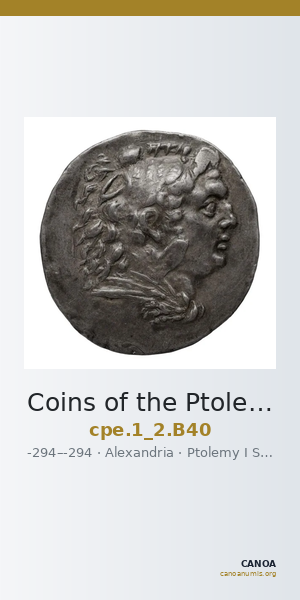 Coins of the Ptolemaic Empire Vol. I, Part II, no. B40 — CANOA