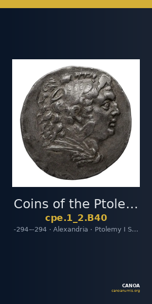 Coins of the Ptolemaic Empire Vol. I, Part II, no. B40 — CANOA