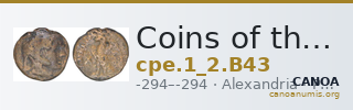 Coins of the Ptolemaic Empire Vol. I, Part II, no. B43 — CANOA