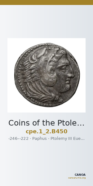 Coins of the Ptolemaic Empire Vol. I, Part II, no. B450 — CANOA