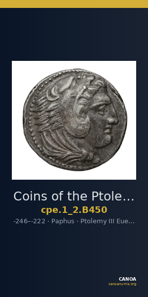 Coins of the Ptolemaic Empire Vol. I, Part II, no. B450 — CANOA