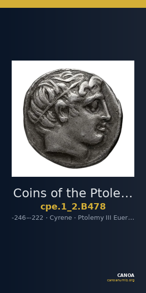 Coins of the Ptolemaic Empire Vol. I, Part II, no. B478 — CANOA