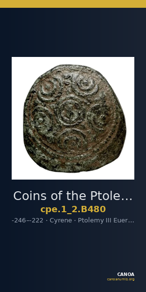 Coins of the Ptolemaic Empire Vol. I, Part II, no. B480 — CANOA