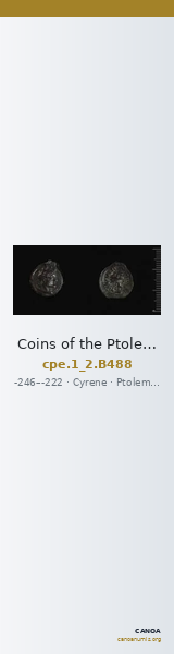 Coins of the Ptolemaic Empire Vol. I, Part II, no. B488 — CANOA