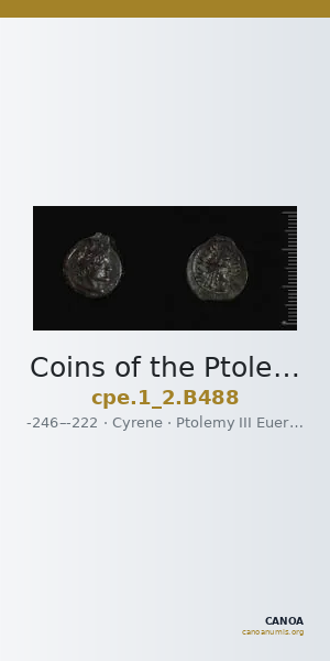 Coins of the Ptolemaic Empire Vol. I, Part II, no. B488 — CANOA