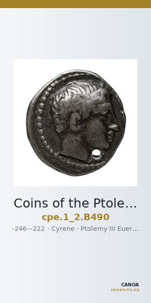 Coins of the Ptolemaic Empire Vol. I, Part II, no. B490 — CANOA