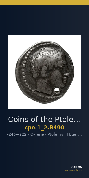 Coins of the Ptolemaic Empire Vol. I, Part II, no. B490 — CANOA