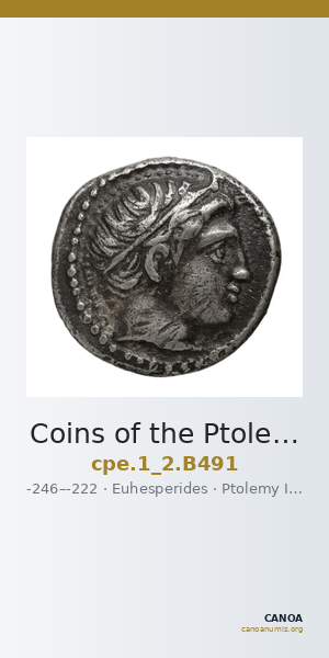 Coins of the Ptolemaic Empire Vol. I, Part II, no. B491 — CANOA