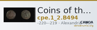 Coins of the Ptolemaic Empire Vol. I, Part II, no. B494 — CANOA
