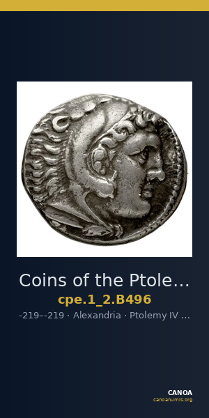 Coins of the Ptolemaic Empire Vol. I, Part II, no. B496 — CANOA