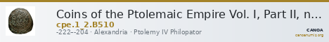 Coins of the Ptolemaic Empire Vol. I, Part II, no. B510 — CANOA