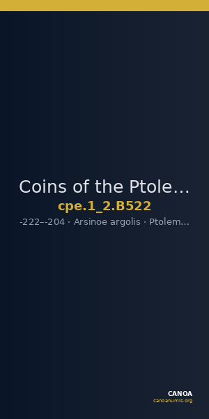 Coins of the Ptolemaic Empire Vol. I, Part II, no. B522 — CANOA