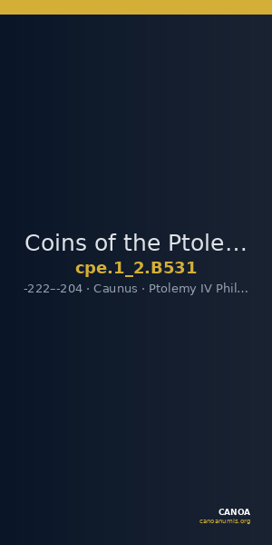 Coins of the Ptolemaic Empire Vol. I, Part II, no. B531 — CANOA