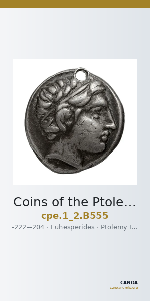 Coins of the Ptolemaic Empire Vol. I, Part II, no. B555 — CANOA