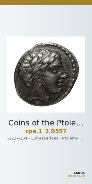 Coins of the Ptolemaic Empire Vol. I, Part II, no. B557 — CANOA