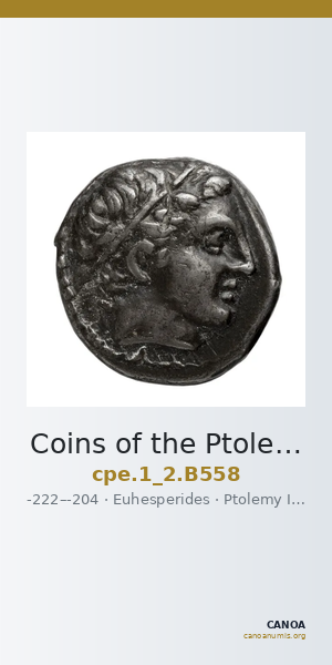 Coins of the Ptolemaic Empire Vol. I, Part II, no. B558 — CANOA