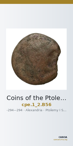 Coins of the Ptolemaic Empire Vol. I, Part II, no. B56 — CANOA