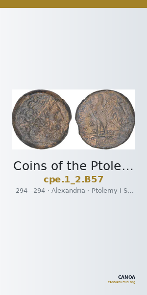 Coins of the Ptolemaic Empire Vol. I, Part II, no. B57 — CANOA
