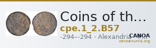 Coins of the Ptolemaic Empire Vol. I, Part II, no. B57 — CANOA