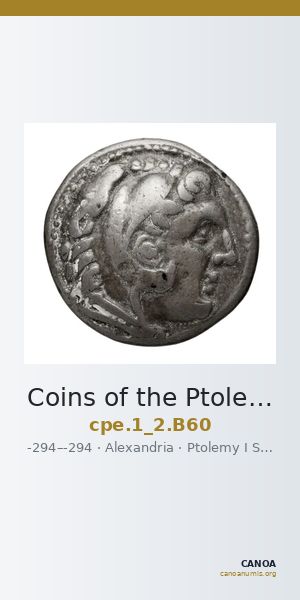 Coins of the Ptolemaic Empire Vol. I, Part II, no. B60 — CANOA